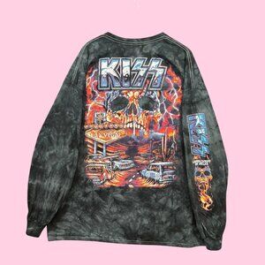 Kiss Land Locked in Vegas Heavy Metal Band Tie-dye Tie-Dye LS Tee 3XL